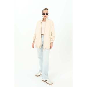 <b>Leather</b> Front Zip Blouson <b>Jacket</b> Women Windproof Full Sleeve Woven <b>Brown</b> - Product Image 2