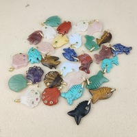 Nouveau pendentif en cristal naturel sculpté, motif poisson tropical rouge, collier personnalisé, jade jaune transfrontalier