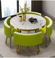 Ensemble Table à Manger Ronde de Luxe WDY 4 Places pour Salon, Restaurant, Bar, Bureau – 1 Table 4 Chaises