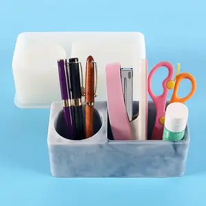 新创意DIY方形圆形笔筒储物盒胶水模具珠宝储物镜树脂硅胶模具