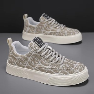 Men's Canvas Lace Breathable Head Low Top Spring New Niche Printed Thick Sole Rubber Outsole Color Matching Sneakers Casual - Product Image 4