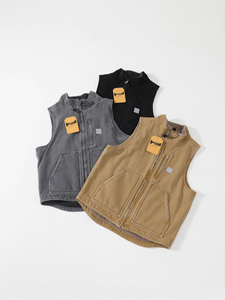 Gilet en toile de travail délavé et vieilli Ca Retro New <span class=keywords><strong>V33</strong></span> à col montant en laine - Product Image 1