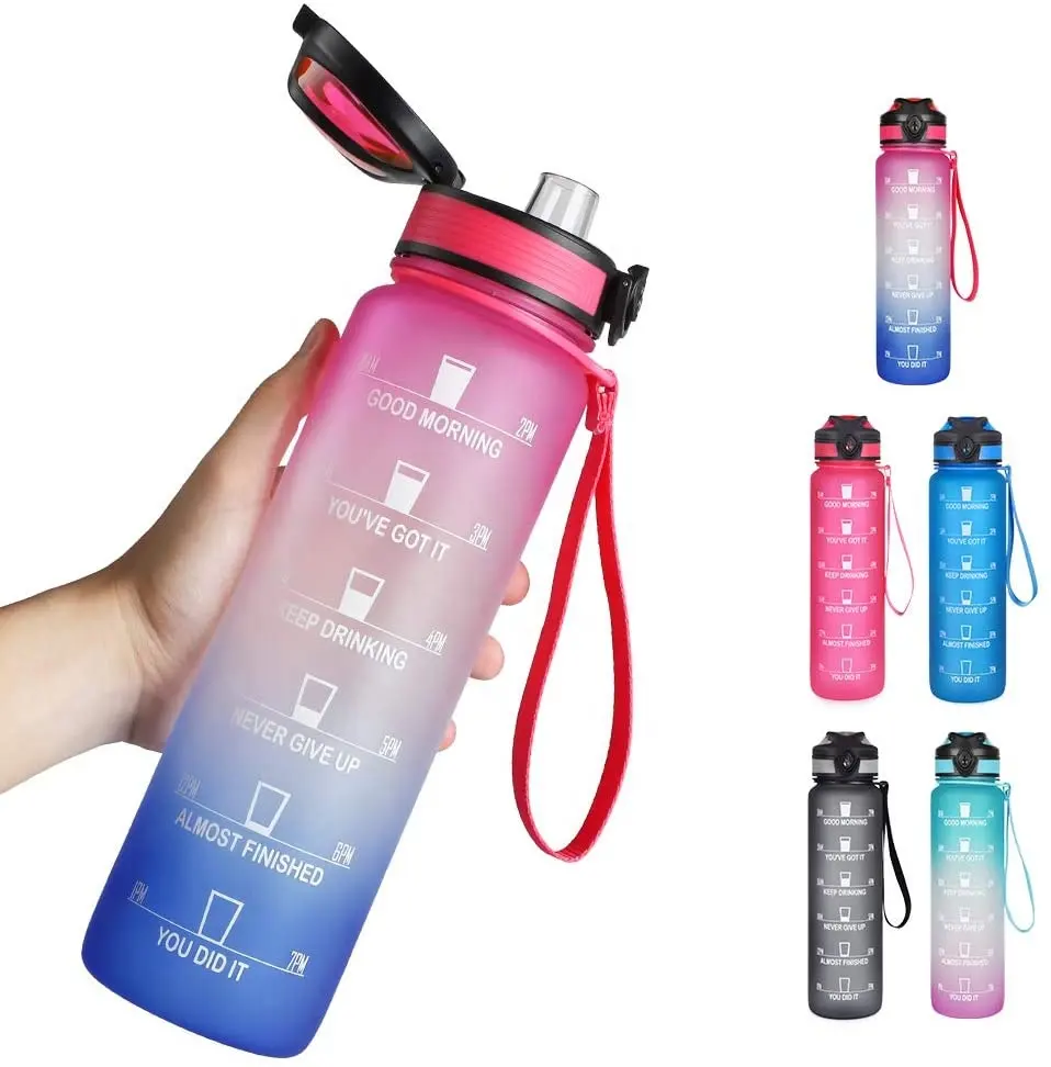 Fruit Infuser Water Bottle 28 oz BPA Free Reusable Plastic Water Bottle for Sports with Flip Top Lid Leakage proof gym bottle