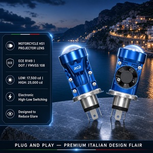 Faro LED Delantero para Motocicleta RCD de Doble Color, Bombilla con 2 Lentes Proyectoras, 6000K Blanco Ámbar <span class=keywords><strong>Amarillo</strong></span>, Luz Alta/Baja, Actualización Retrofit - Product Image 1