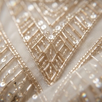 Champagner-Gold Geometrisches Paillettenkleid mit Kurzarm und Rundhalsausschnitt Meerjungfrauenkleid Elegante Abendkleider für Damen Gala Formelle Maßanfertigung OEM/ODM