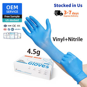 Gants en vinyle et nitrile bleus 5 mil, haute résistance, 4,5 g, hybrides synthétiques, sans poudre, pour mécaniciens et nettoyage - Product Image 1