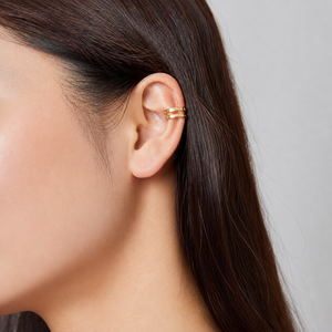ต่างหูห่วงเซอร์คอนสองชั้น สแตนเลสสตีล ชุบทอง 14K แบบสุญญากาศ ต่างหูแบบเปิดขนาด 10 มม. - Product Image 5