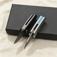 Couteau pliant Damas avec manche en aluminium, petit couteau EDC avec chaîne à billes pour ouvrir les colis