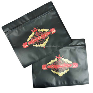 Sacs en plastique Mylar personnalisés imprimés, haute tolérance, uniques, de marque, pour cigares, avec fermeture éclair, 1 lb, 7x10, découpés, noirs avec fenêtre - Product Image 3