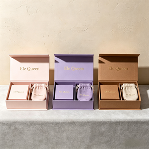 Coffret à bijoux rectangulaire de luxe de la marque EleQueen avec sac en velours pour le rangement des bijoux - Product Image 5