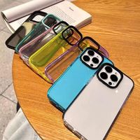 Coque de téléphone portable en TPU transparente bicolore avec coussin d'air pour iPhone 16 15 14 13 12 Pro Max 11 – Protection arrière