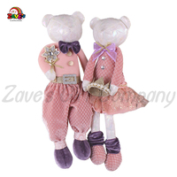 Zaves 32CM Rose Gentleman Ours En Peluche Poupée Mignon Sans Yeux Gentleman pour Enfants Couples Personnalisable Apaisant Saint Valentin Cadeau