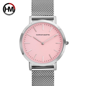 Reloj de Mujer Hannah Martin CF36 HM, Reloj de Cuarzo de la Marca HM, Esfera Rosa, Escala Casual, Relojes Sencillos de Color Puro, Correa de Cuero de Moda - Product Image 1