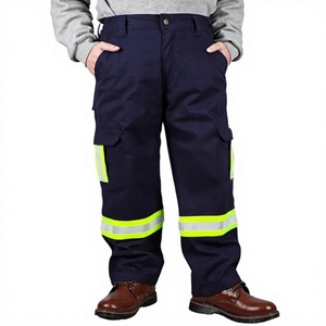 Pantalon de travail haute visibilité ignifuge avec bandes réfléchissantes, pantalon cargo à taille élastique, uniforme de sécurité bleu marine - Product Image 1