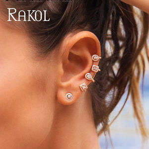 Lacole EP2027 Punk Style Jewelry/Rose Gold Plated Fashion Cubic Zirconia Elegant Luxurious Bridal Earrings - Product Image 1