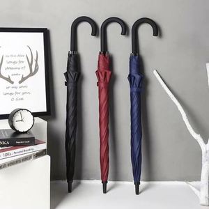 Long-handled Folding Golf <b>Umbrella</b> Curved Handle Semi-automatic Open Straight Shaft Business Gift Customizable logo Promotional - Product Image 1