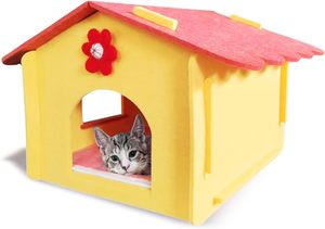 Modern Foldable <b>Cat</b> Hideaway – Cozy Enclosed Felt <b>Cat</b> Cave, Scratch Resistant Indoor <b>Tunnel</b> Bed - Product Image 4