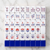 Ensemble de tuiles de Mahjong américain de luxe avec supports et pousseurs en acrylique pliables et portables de style moderne – Culture et divertissement classiques