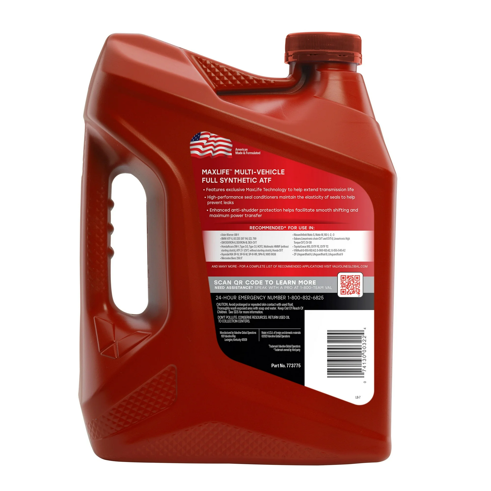 Valvoline ATF MaxLife Multi-Vehicle Full Synthetic Automatic Transmission Fluid 1 Gallon (3.78L) Plastic Bottle Made in USA Auto Parts Image 2