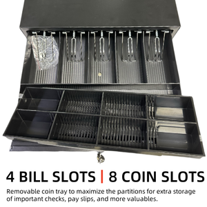 Longfly Factory Direct Supermercado POS Máquina Modelo 410 Windows OS Caja registradora electrónica <span class=keywords><strong>barata</strong></span> 5 billetes 8 Monedas Cajón de efectivo - Product Image 2