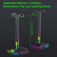 Support pour casque avec lumières RVB et ports USB de type C, support pour casque de jeu pour tous les casques, accessoires de jeu pour PC, bureau