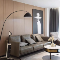 Panneau mural décoratif moderne en grain de bois PVC inodore avec fibre de charbon de bambou imperméable pour villa appartement sous-sol art mural