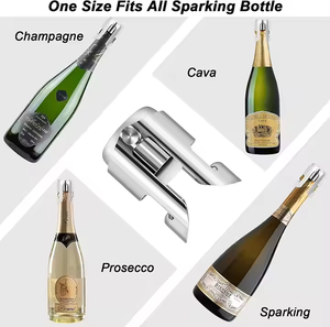 จุกปิดขวดไวน์สำหรับบาร์ปาร์ตี้ใช้ในบ้านประกายเลเซอร์สีเงินสแตนเลสใช้ซ้ำได้ - Product Image 5