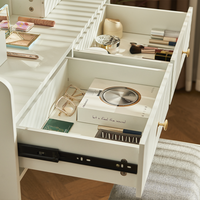 Coiffeuse de chambre à coucher la plus vendue avec miroir LED et prise de courant, 14 ampoules Hollywood illuminées