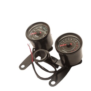 Conjunto Retro de Instrumentos para Motocicleta, Tacómetro Electrónico, Velocímetro de 0-140 km/h, Montaje Frontal de Metal Negro - Product Image 1