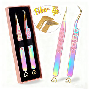 Pinzas para Pestañas Curvas Puntiagudas Personalizadas Gratis, Pinzas de Acero Inoxidable Doradas para Extensión de Pestañas, Pinzas de Aislamiento para Pestañas de Marca Privada - Product Image 1