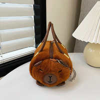 Nouveau sac bandoulière portable en peluche, style poupée dauphin, sac à main mignon et tendance