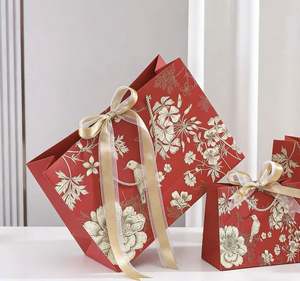 Beautiful Elegant Fashion Environmental Floral Wedding Birthday Gift Paper Bag Bow Ribbon Paper Shopping Paper Handbag - Product Image 5