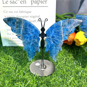 Hermosas piedras curativas naturales pulidas de alta calidad alas de mariposa de apatita azul para Decoración - Product Image 1