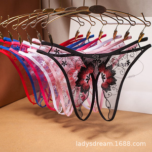 Ding Zhi Mei Culottes string sexy en dentelle pour femmes, transparentes, à entrejambe ouvert, noires, rouges, blanches, bleues, roses, rouge rosé 2232 - Product Image 3
