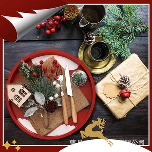 Christmas Santa Design Round Serving Tray <b>Red</b> With <b>Belt</b> Detail For Holiday Dining And Dessert Presentation - Product Image 2