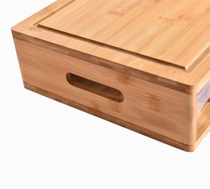 특대형 공간 절약형 대나무 도마 세트, 식품 보관 용기 정리 트레이 4개 및 야채 필러 포함 - Product Image 5