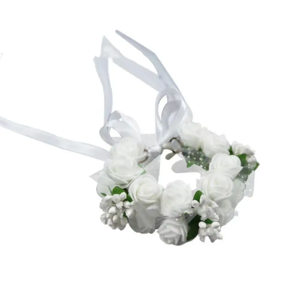 Hoge Kwaliteit Pols Corsage W/Eva Rose Bloemen En Pip Bessen Lint Uiteinden Voor Bruiloft Bruidsmeisje Hand Bloemen