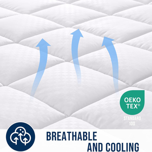 แผ่นรองที่<span class=keywords><strong>นอน</strong></span>แบบเย็บติดกัน นุ่มสบาย แบบมีชั้นรองรับด้านบน  ไส้ใยสังเคราะห์  ให้ความเย็นสบาย ระบายอากาศได้ดี  ปลอกคลุมที่นอน - Product Image 2
