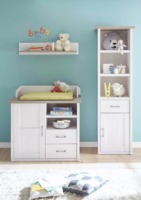 Table à langer pour bébé en bois blanc moderne de haute qualité, écologique, avec 2 tiroirs, 2 étagères et 1 porte pour la chambre à coucher et le salon