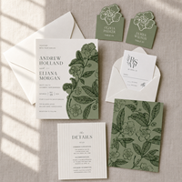 Ensemble d'invitations de mariage personnalisées vert sauge, invitations de mariage modernes botaniques avec cartes d'invitation, enveloppes et cartes RSVP