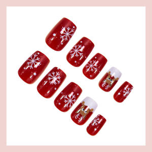 <span class=keywords><strong>Linda</strong></span> 24 pièces de série de Noël transfrontalière nouvelle armure portable dessin animé mignon flocon de neige renne nail art produits pour les ongles - Product Image 6