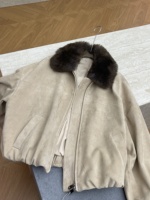 Vêtements pour femmes, automne-hiver, nouveau manteau, fermeture éclair, veste en daim à manches longues avec col en fourrure