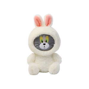 Autentico Portachiavi con Ciondolo a Forma di Gatto <span class=keywords><strong>e</strong></span> Topo in Peluche Morbido <span class=keywords><strong>e</strong></span> Leggero, con Orecchie da Coniglio, Regalo in Fibra di Poliestere - Product Image 1