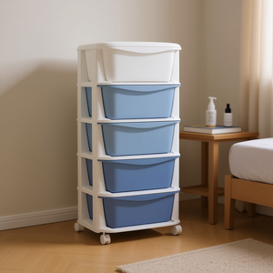 Meuble de rangement moderne en plastique bleu dégradé, 4 niveaux, 14,17 pouces, en PP, durable, pour bureau, armoire, tiroir de rangement - Product Image 2