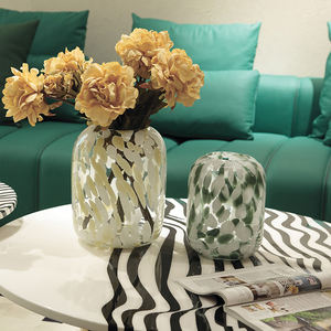 European Home Decor Accessories White Jade Tall Pewter <b>Glass</b> <b>Cylinder</b> Vase Silver Edge - Product Image 6