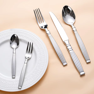 Luxury Silver Cutlery <b>Set</b> Stainless Steel Knife Fork Spoon Silverware Wedding <b>Flatware</b> <b>Set</b> - Product Image 4