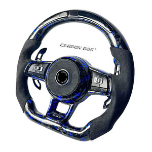 Volant en fibre de carbone forgée bleue avec LED pour Volkswagen MK7 GTI R <span class=keywords><strong>Golf</strong></span> <span class=keywords><strong>7</strong></span> <span class=keywords><strong>Golf</strong></span> 6 MK7 MK7.5 Passat Scirocco avec Alcantara - Product Image 5