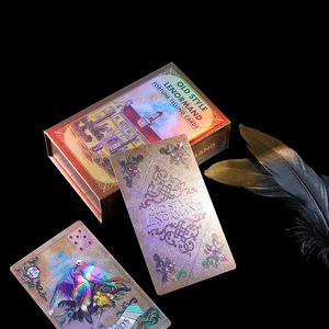 Édition anglaise personnalisable : Jeu de <span class=keywords><strong>cartes</strong></span> de tarot <span class=keywords><strong>Lenormand</strong></span> vintage à feuilles d'or, 40 <span class=keywords><strong>cartes</strong></span>, jeu de table en PVC, emballage en boîte couleur - Product Image 1