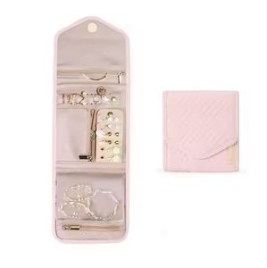 Wholesale Travel <b>Jewellery</b> Ring Necklace Earrings Organizer Velvet Stitching Foldable Jewelry <b>Roll</b> Bag - Product Image 1