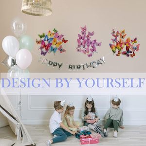 สติ๊กเกอร์ตกแต่งผนังรูปผีเสื้อ3D ผีเสื้อเทียมสำหรับงานปาร์ตี้ตกแต่งแบบทำมือด้วยแม่เหล็ก - Product Image 4